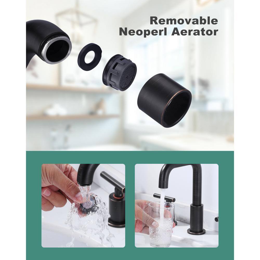 Oil Rubbed Bronze 8-Inch Widespread Double Handle Bathroom Faucet