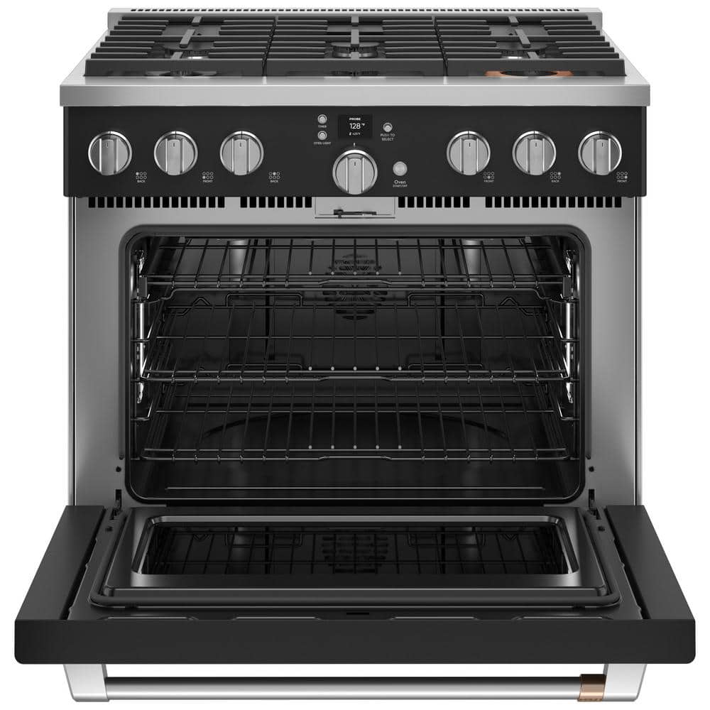36" Matte Black Dual-Fuel Smart Range with 6 Burners