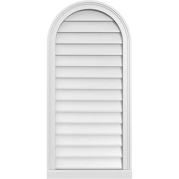 Ekena Millwork 20 in. x 42 in. Round Top White PVC Paintable Gable Louver Vent Non-Functional