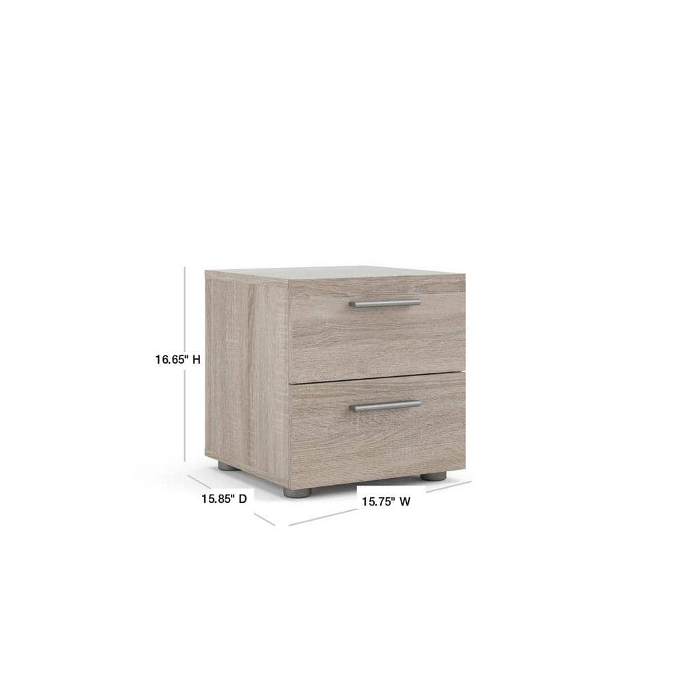 Truffle Transitional 2-Drawer Nightstand with Metal Accents