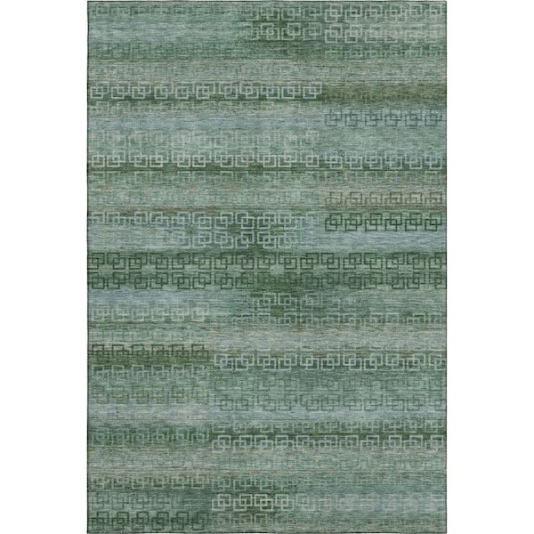 Mayfield Premium Machine Washable Abstract AMF2029 Aloe 9 ft. x 12 ft. Area Rug