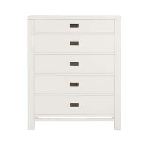 Calden Bright White 5-Drawer Chest of Drawers (49 in. H x 40 in. W x 20 in. D)