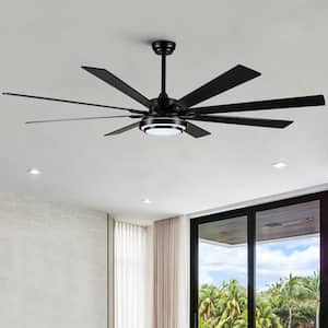 Athena 72 in. Smart Indoor Black Ceiling Fan with Remote Control and Color Changing Technology