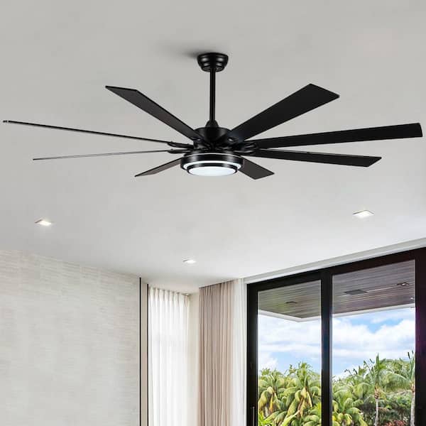 Athena 72 in. Smart Indoor Black Ceiling Fan with Remote Control and Color Changing Technology