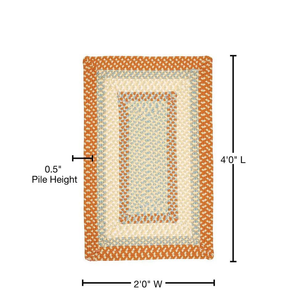 Tangerine Geometric Braided 2x4 Synthetic Reversible Rug