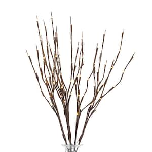 28 in. Brown Artificial Branches Decoration Lamp Home Decor 5-Pieces Set