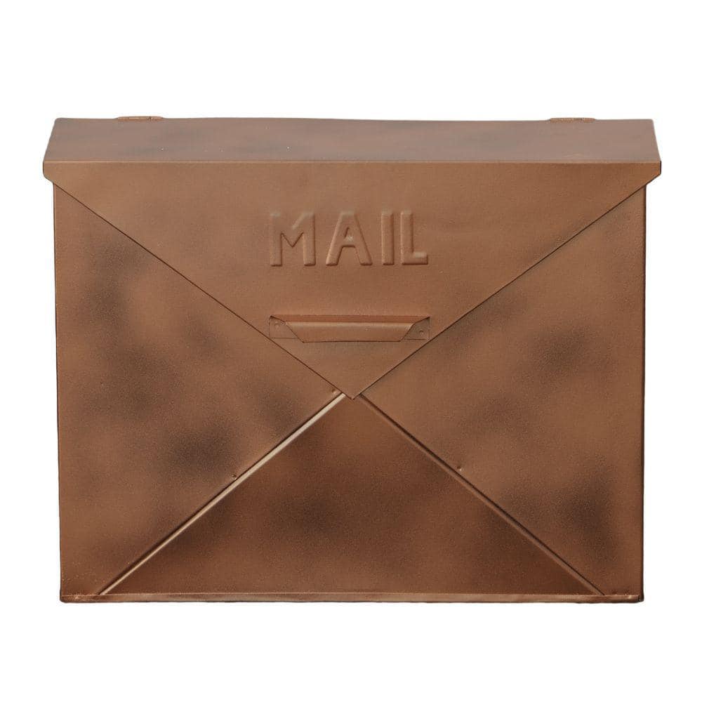 Copper Finish Envelope Shaped Wall Mount Mailbox