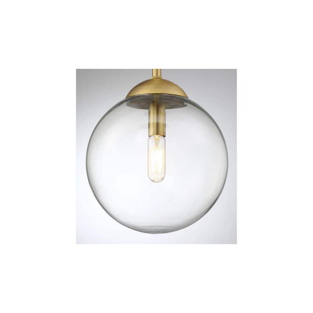 Matte Black and Brass Mini Globe Island Pendant with LED
