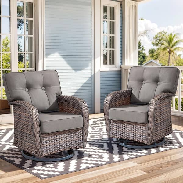 Bellefurn Tidalis 2-Person Outdoor Wicker Swivel Glider Chair Set