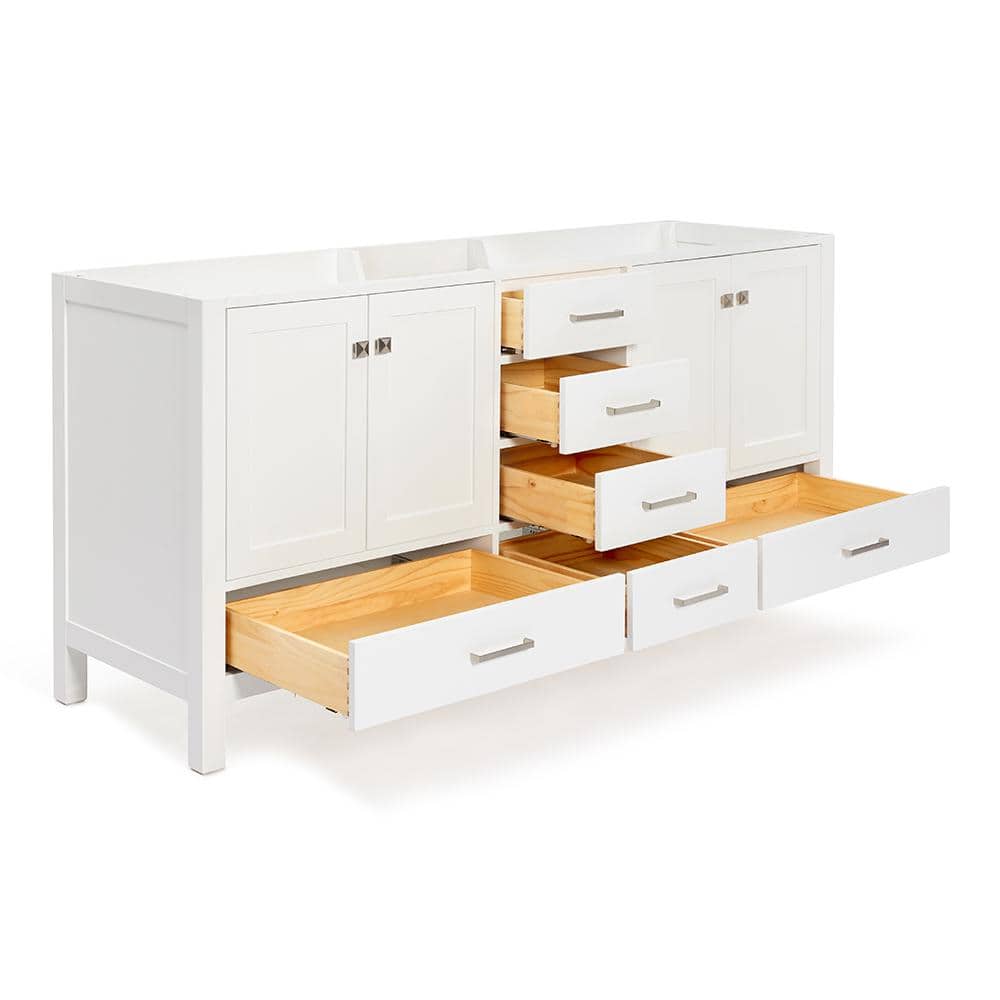 Ariel Cambridge 72" White Double Freestanding Vanity Cabinet