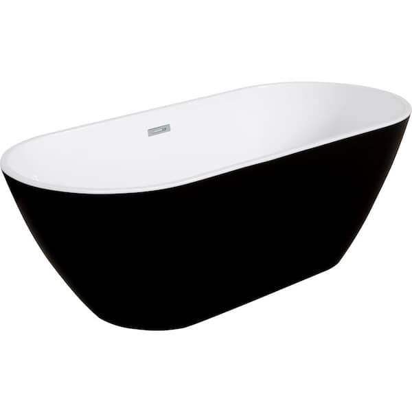 Xzkai 60 in. x 28.80 in. Soaking Bathtub in Black with Drain, cUPC Certified