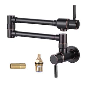 Folding Wall Mounted Pot Filler with Single Handle in Oil Rubbed Bronze