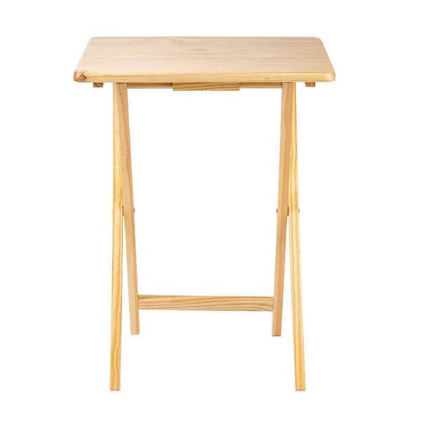 PEARINGTON 19 in. W x 14.5 in. D Pine Wood Folding Table (Set of 4 Tables and 1-Stand)