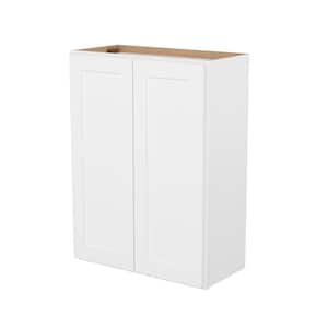 Easy-DIY 27-in W x 12-in D x 36-in H in Shaker White Ready to Assemble Wall Kitchen Cabinet 2 Doors-2 Shelves