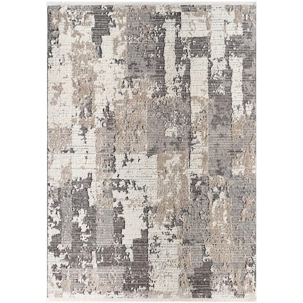 Livabliss Maguire Gray Abstract 8 ft. x 10 ft. Indoor Area Rug