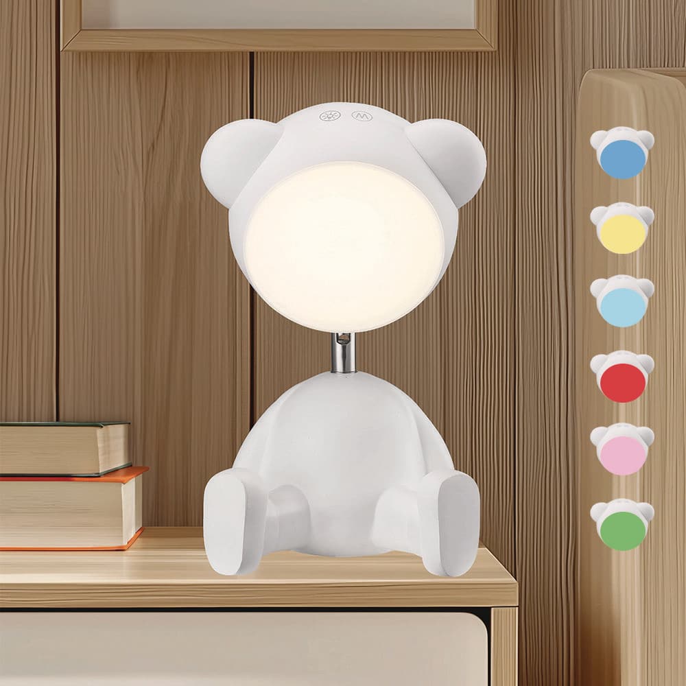 Monteaux Lighting White 11.125 in. Indoor Teddy Bear Table Lamp