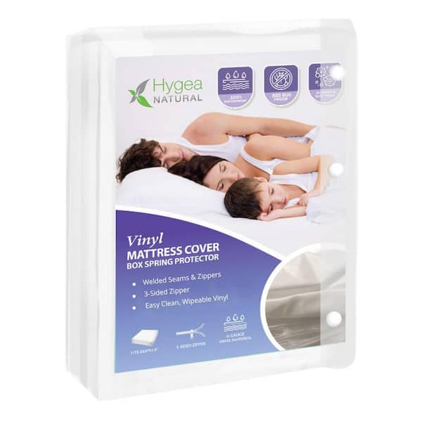Hygea Natural 6 Gauge Vinyl Zippered Bed Bug Box spring/Mattress Protector King Size, Waterproof, Pest Proof, Heavy Duty