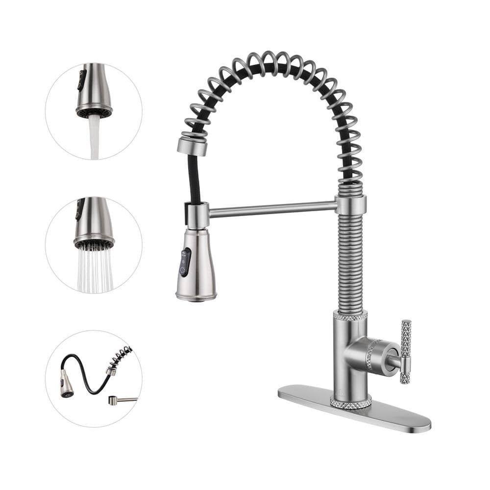 CASAINC Single-Handle Pull Down Sprayer Kitchen Faucet with Power Boost ...