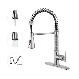 Single-Handle Pull Down Sprayer Kitchen Faucet with Power Boost 3 Function Sprayed in Brushed Nickel