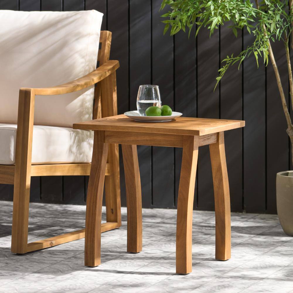 19 in. Teak Acacia Wood Outdoor End Table with Slatted Top price history on PriceWatchPro