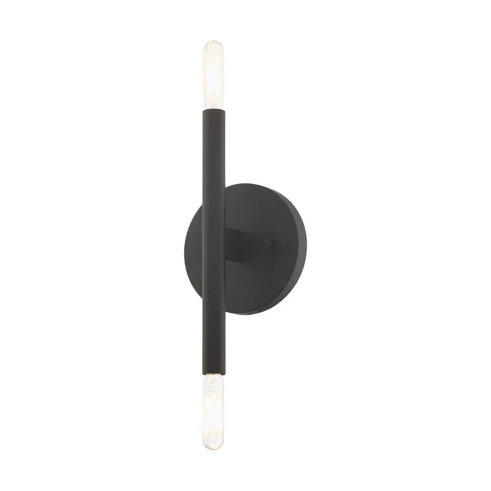 Copenhagen Mid-Century Modern Black and Bronze 2-Light Wall Sconce