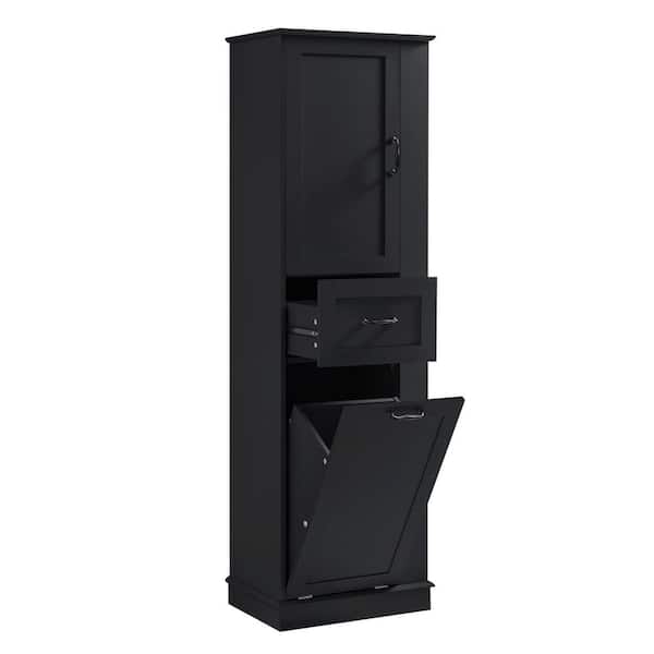 Modern Tall Storage Cabinet 80LBS Capacity Tilt-Out Compartment