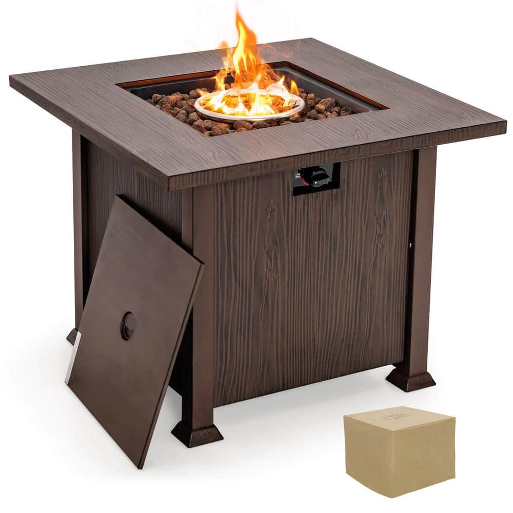 Costway 32 in. Patio Square Metal Fire Pit Table 50,000 BTU Propane Gas