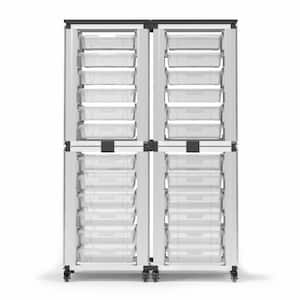 Luxor Garage Storage System - 24 Piece Small Clear Bins - White  Steel Frame Finish