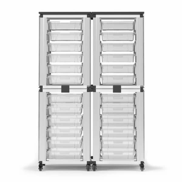 17 in. H x 21 in. W x 27 in. D Aluminum with 24-Piece Garage Storage System in White
