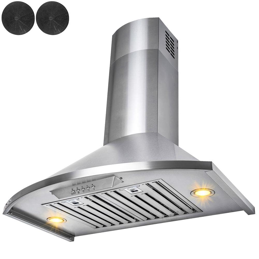 30-Inch Stainless Steel Convertible Wall Mount Range Hood with LED Lights
