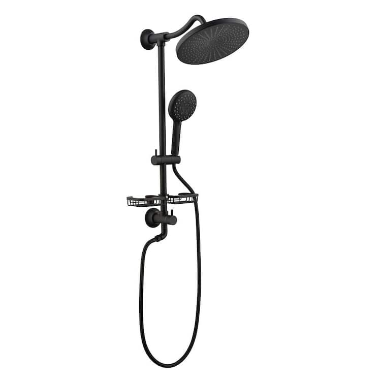 Mondawe Exposed Shower System with 3 Spray Modes Hand Shower, Exposed Shower Faucet Set with Height Adjustable Lift Rod