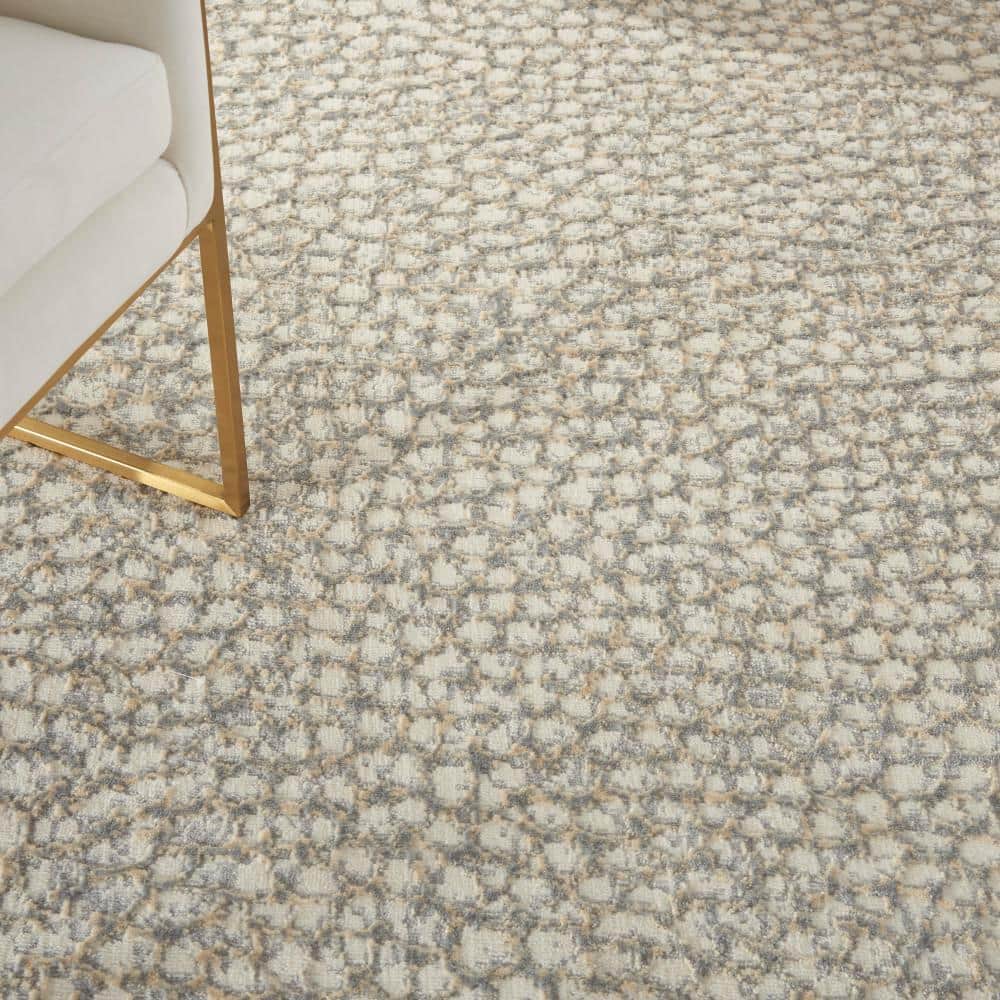 Elysian Pebble Abstract 5' x 7' Ivory/Grey Synthetic Area Rug