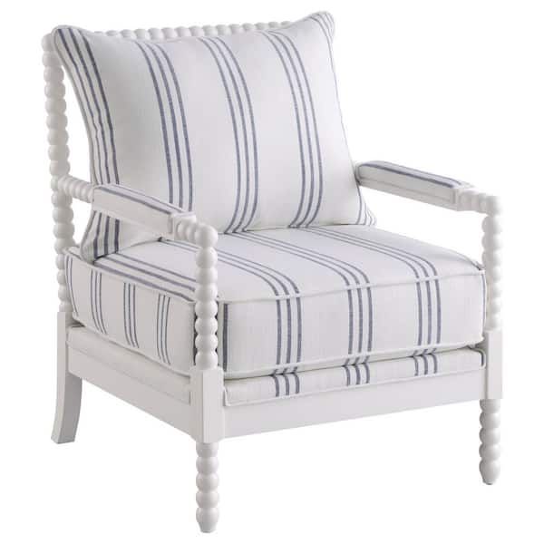 Coaster Blanchett Upholstered Accent Chair with Spindle Accent White and Navy