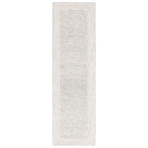 Abstract Gray/Ivory 2 ft. x 8 ft. Border Marle Runner Rug