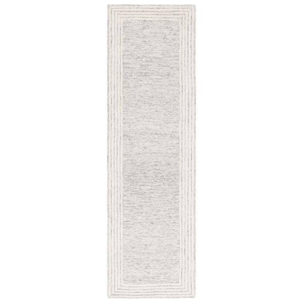 SAFAVIEH Abstract Gray/Ivory 2 ft. x 8 ft. Border Marle Runner Rug