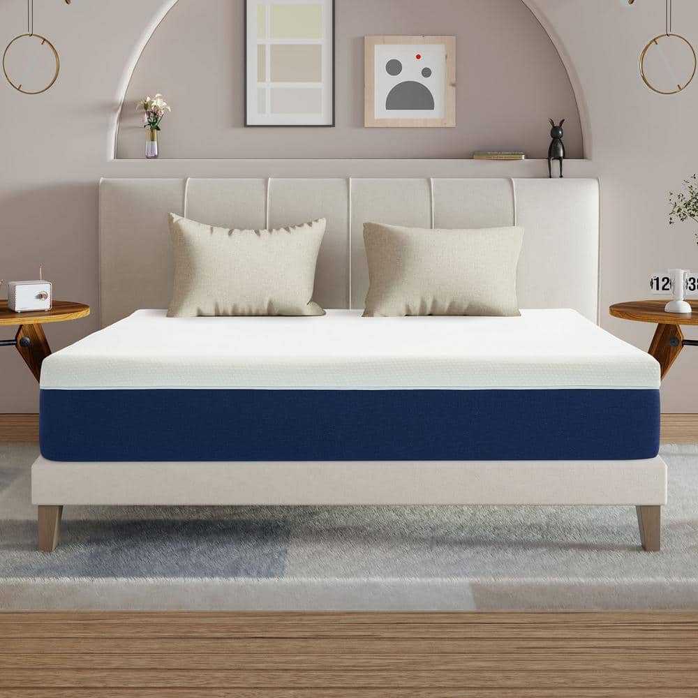 Twolike 10 in. Queen Memory Gel Foam Mattress Medium Body Support Pressure Relief Good Night Sleep Removable Cover Boxed