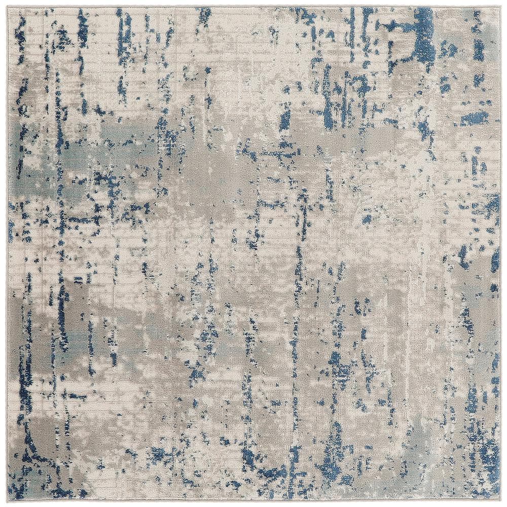 Concerto Ivory Grey Blue 4 ft. x 4 ft. Abstract Contemporary Square Area Rug price history on PriceWatchPro