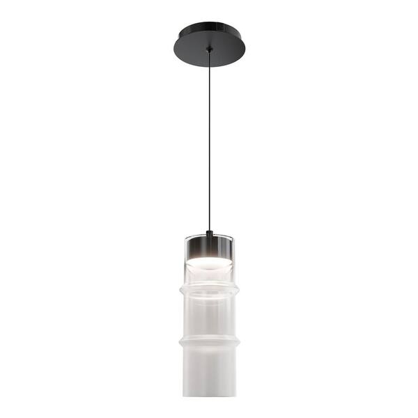 Kanister 1-Light Black/White Glass Indoor Pendant Light with Glass Shade Integrated LED 3000K