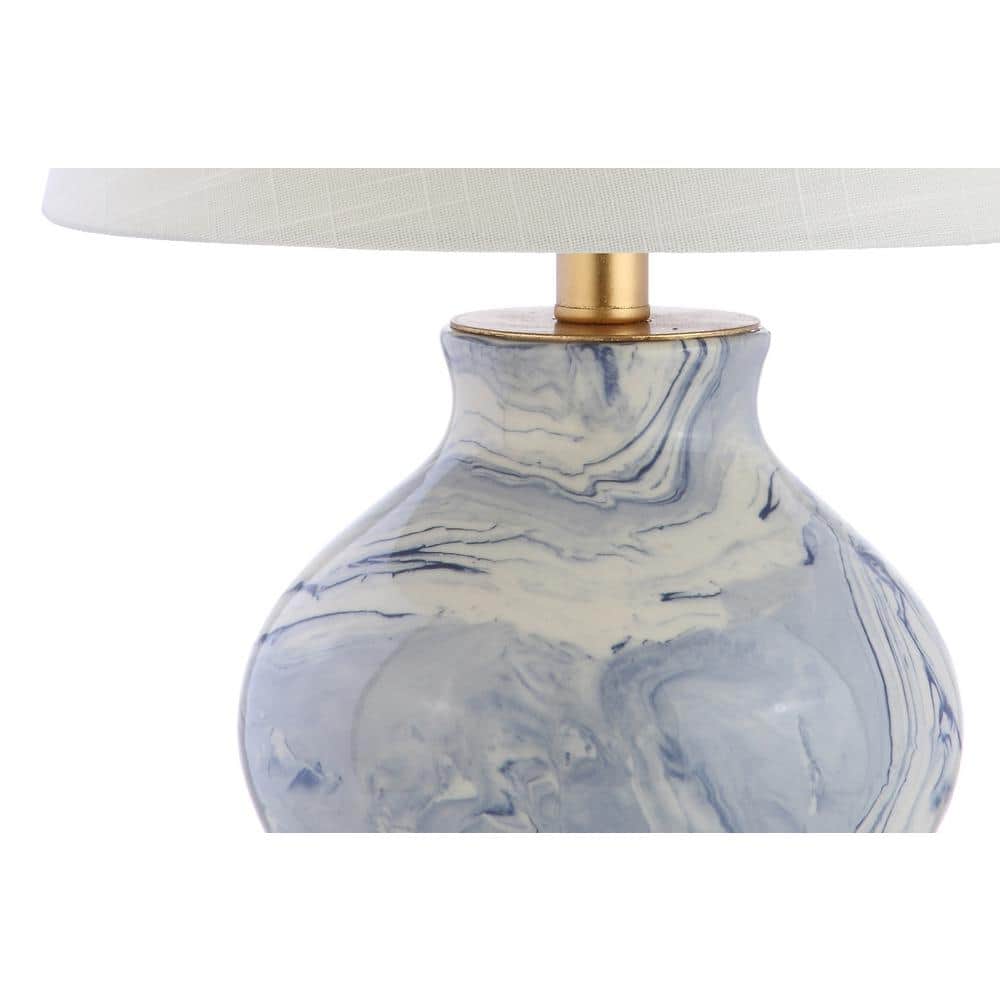 Classic 20.5" Blue and White Marbleized Ceramic Table Lamp