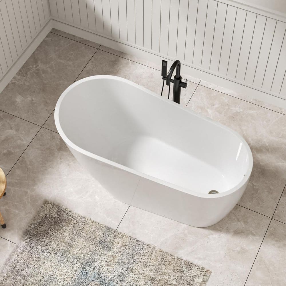 LORDEAR 59 in. x 29.5 in. Freestanding Bathtub Acrylic Soaking