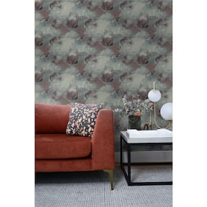 56 sq. ft. Garnet and Deep Sea Notch Trowel Abstract Paper Unpasted Wallpaper Roll