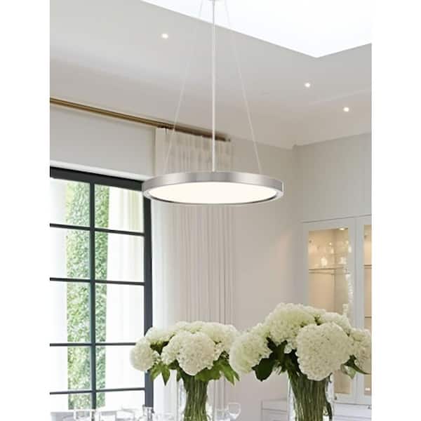 Vantage 150-Watt Integrated LED Brushed Nickel Geometric Pendant with White Acrylic Diffuser