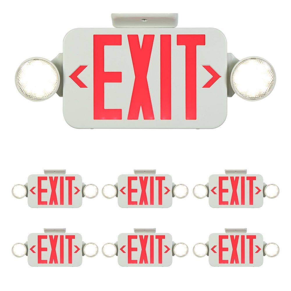 120-277-Volt White Integrated LED Emergency Light with Red Exit Sign, 90 Min Backup(6-Pack) price history on PriceWatchPro