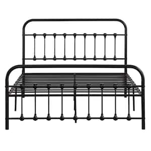 Single-Layer Black Queen Iron Bed Frame with Shell Decoration