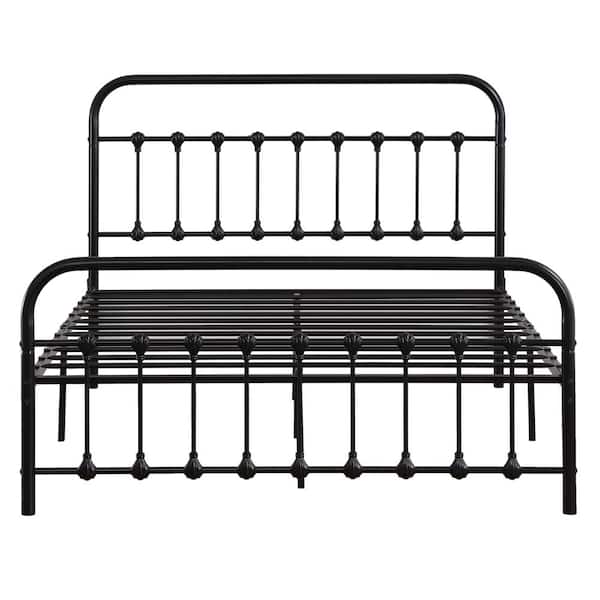 Winado Single-Layer Black Queen Iron Bed Frame with Shell Decoration