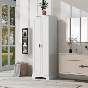 23.3 in. W x 16.9 in. D x 71.2 in. H White Wood Linen Cabinet Storage Cabinet with 2 Doors 4 Drawers Adjustable Shelf