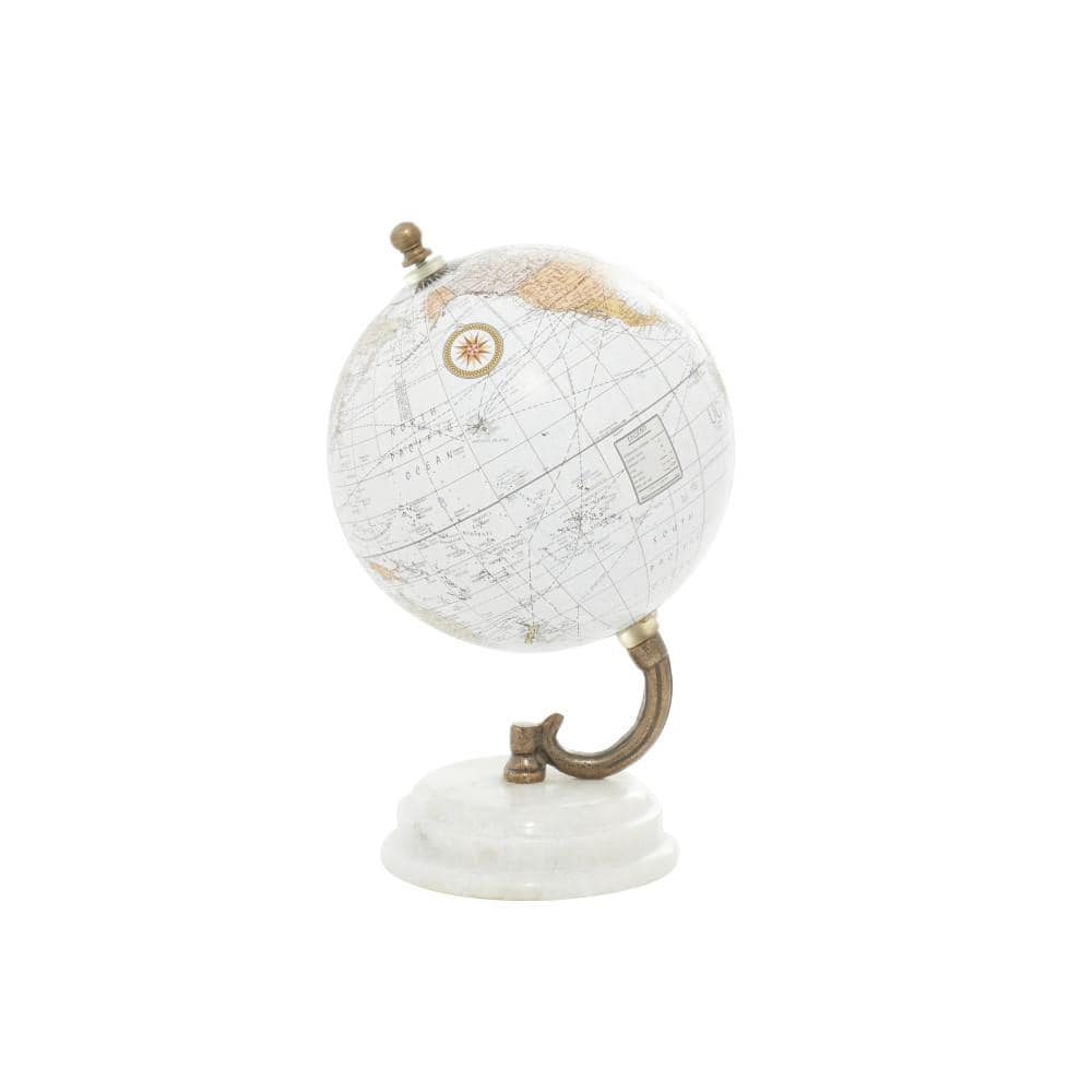 5" White Globe with White Marble Base Tabletop Decor