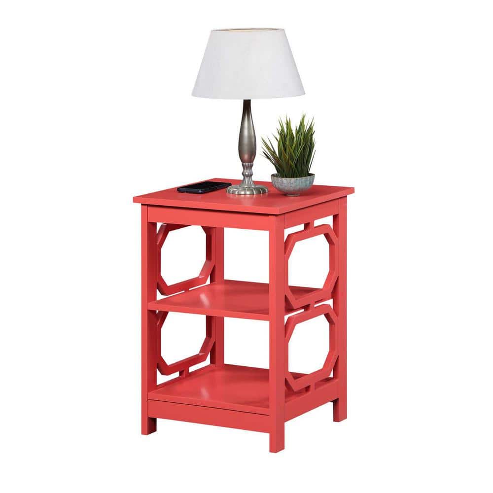 Coral Contemporary Omega End Table with Geometric Cut-Outs