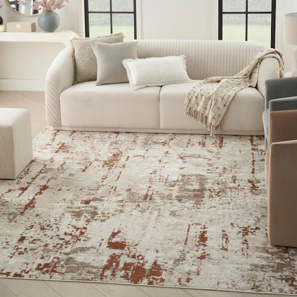 Concerto Ivory Rust 6 ft. x 9 ft. Abstract Contemporary Area Rug