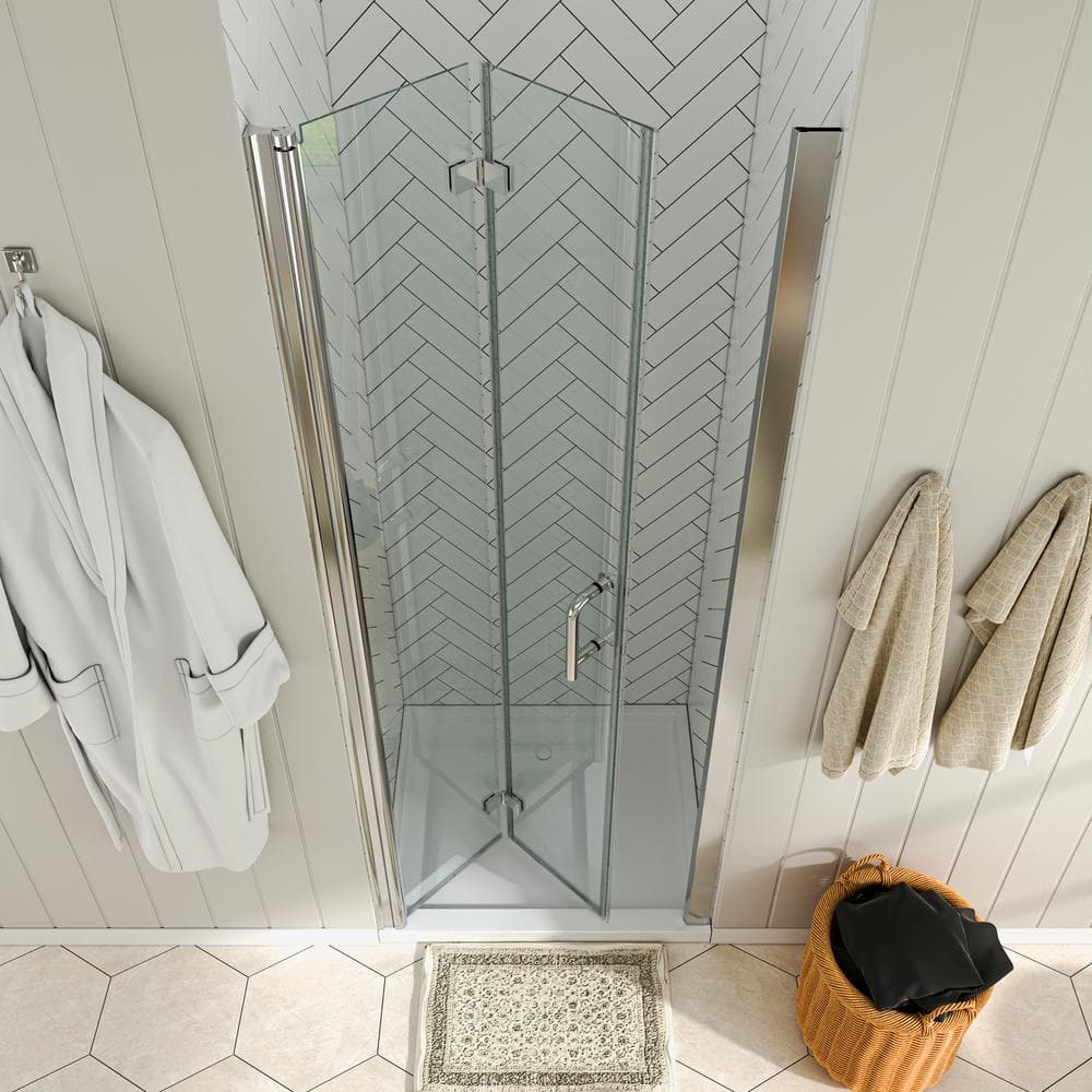 Chrome Frameless Bi-Fold Shower Door with Clear Glass